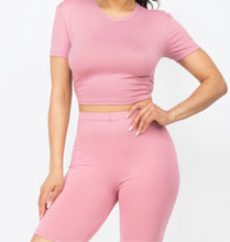 Load image into Gallery viewer, Crop Top Biker Set